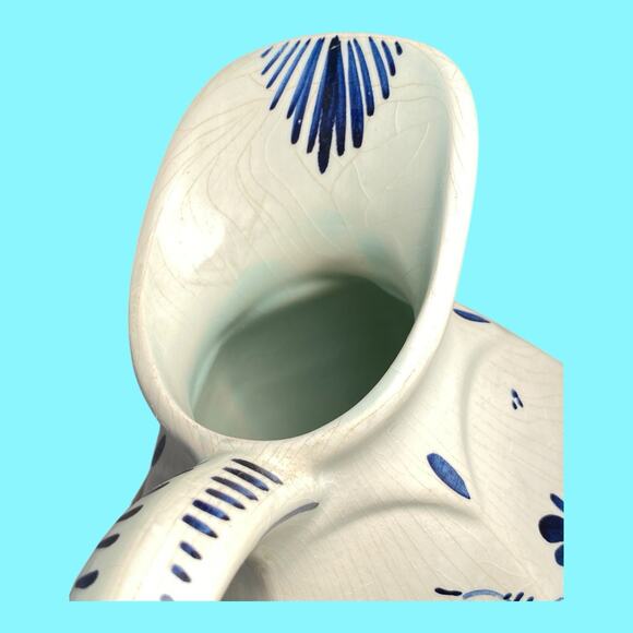 Vtg Delft Blue 9” Pitcher Made in Holland Blue White Floral Hand Painted H.6.16A - Picture 11 of 14